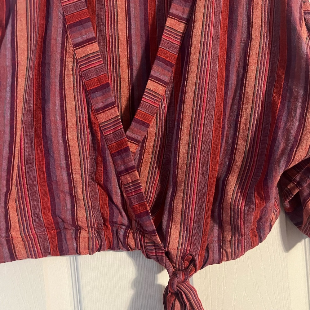 Urban Outfitters Striped Red Serape Wrap Top